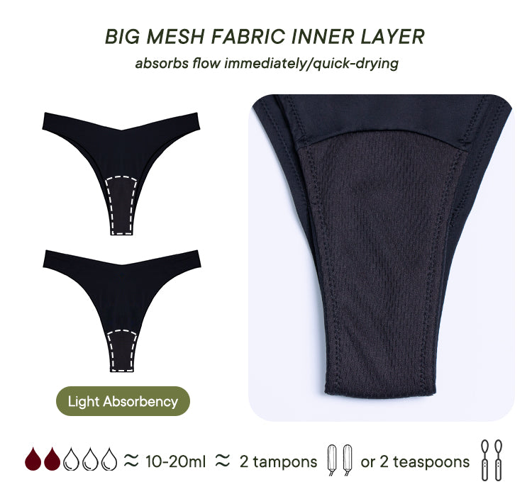 Menstruatie bikinibroekje Brazilian high waist - Zwart