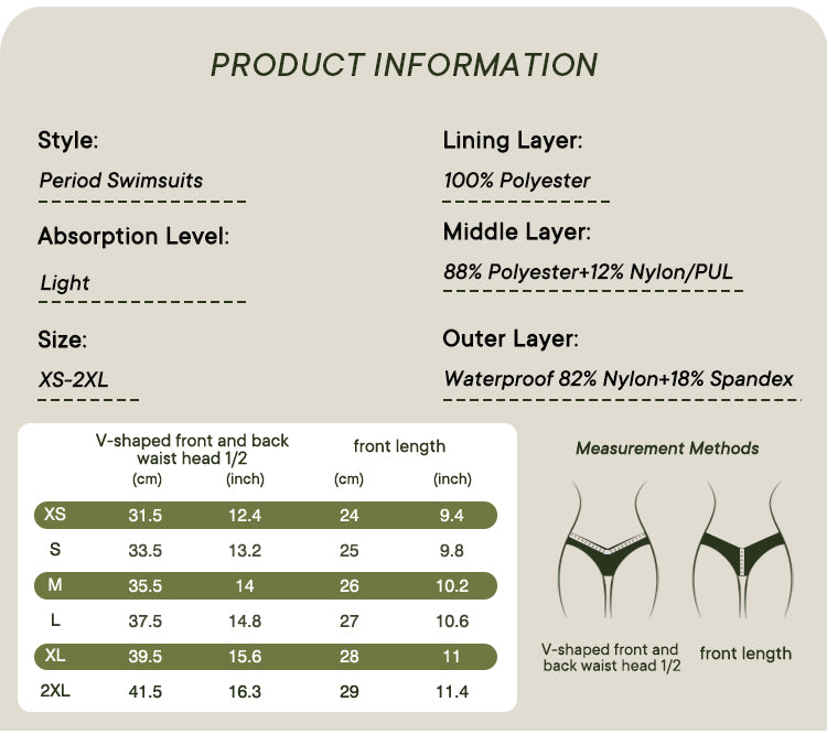 Menstruatie bikinibroekje Brazilian high waist - Zwart