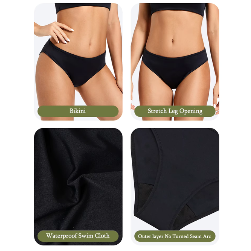 Menstruatie bikinibroekje voor tieners – Zwart