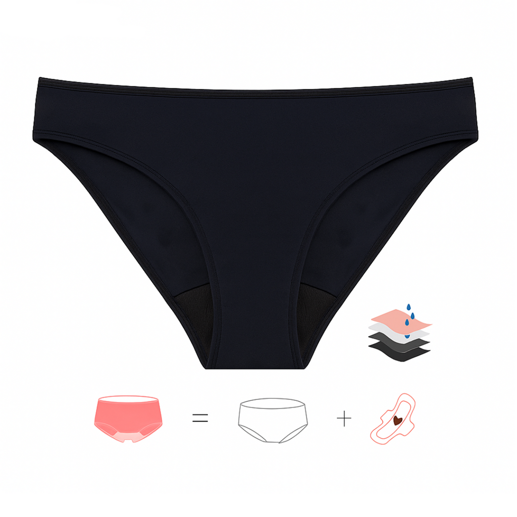 Menstruatie bikinibroekje voor tieners – Zwart