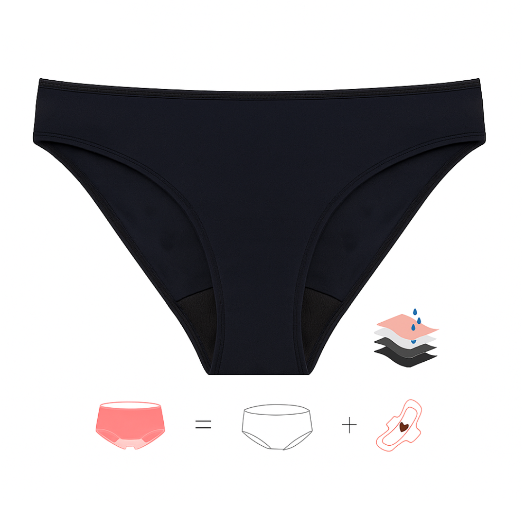 Menstruatie bikinibroekje voor tieners – Zwart