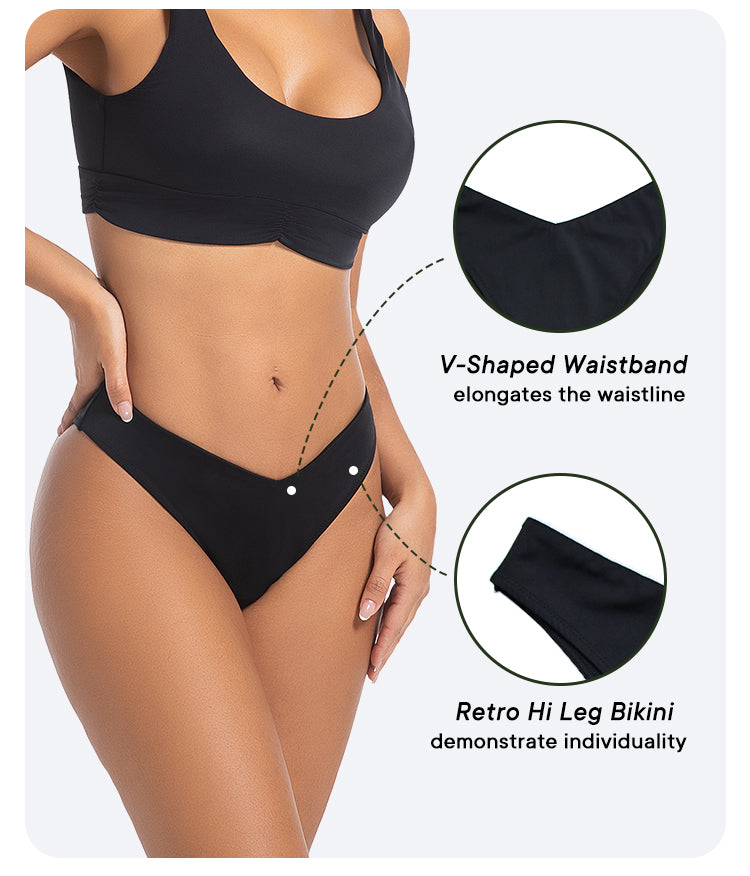 Menstruatie bikinibroekje Brazilian high waist - Zwart