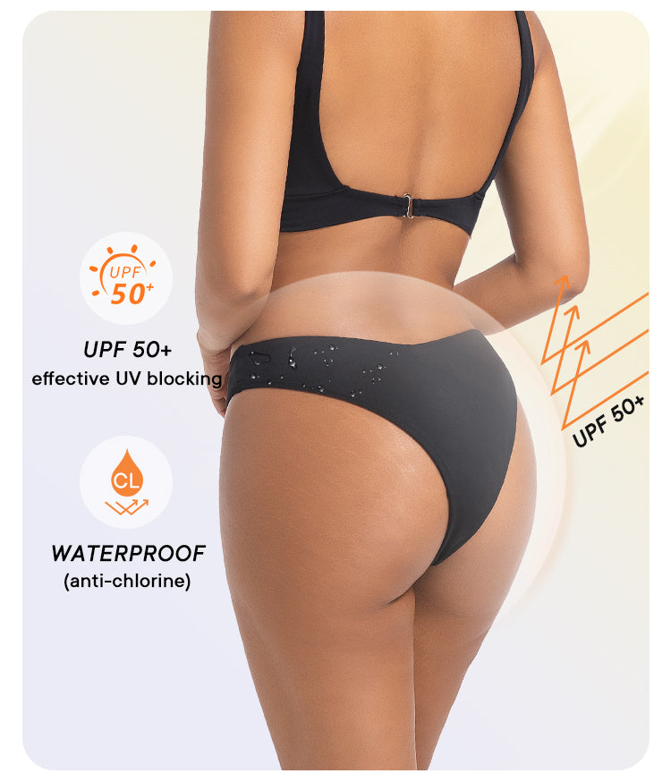 Menstruatie bikinibroekje Brazilian high waist - Zwart