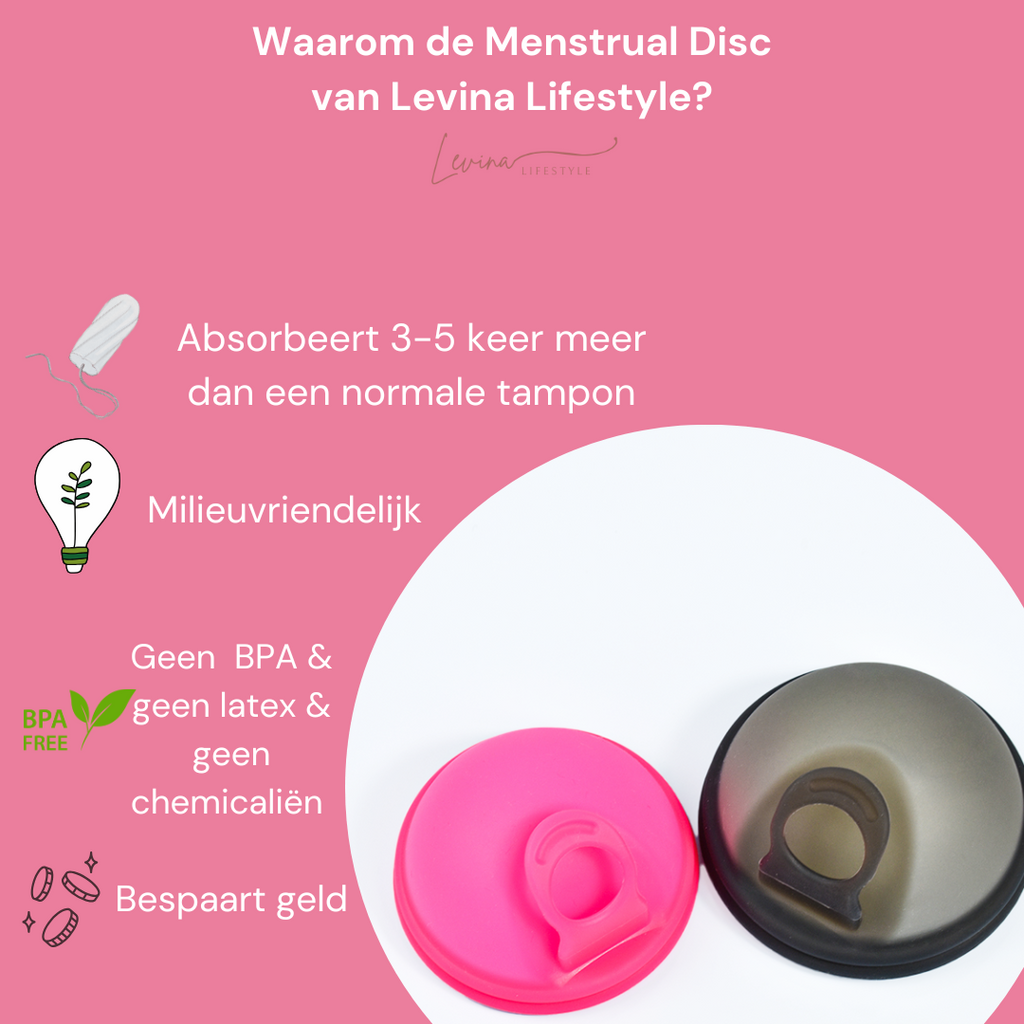 Luxe herbruikbare Menstruatie Disc met Hoesje - Zwart