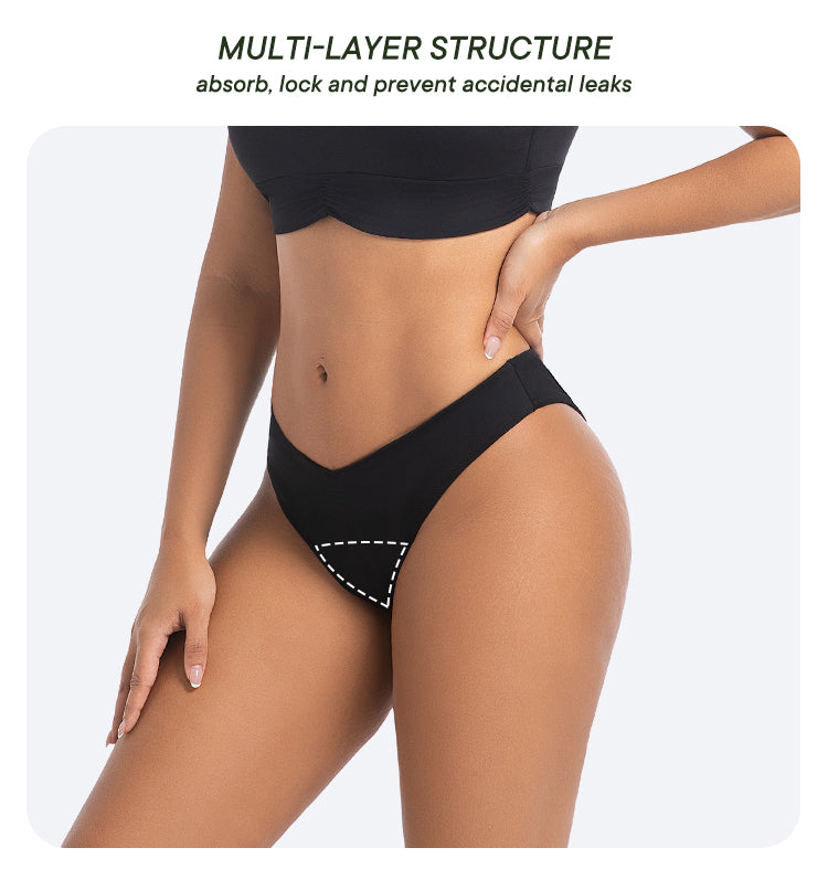 Menstruatie bikinibroekje Brazilian high waist - Zwart