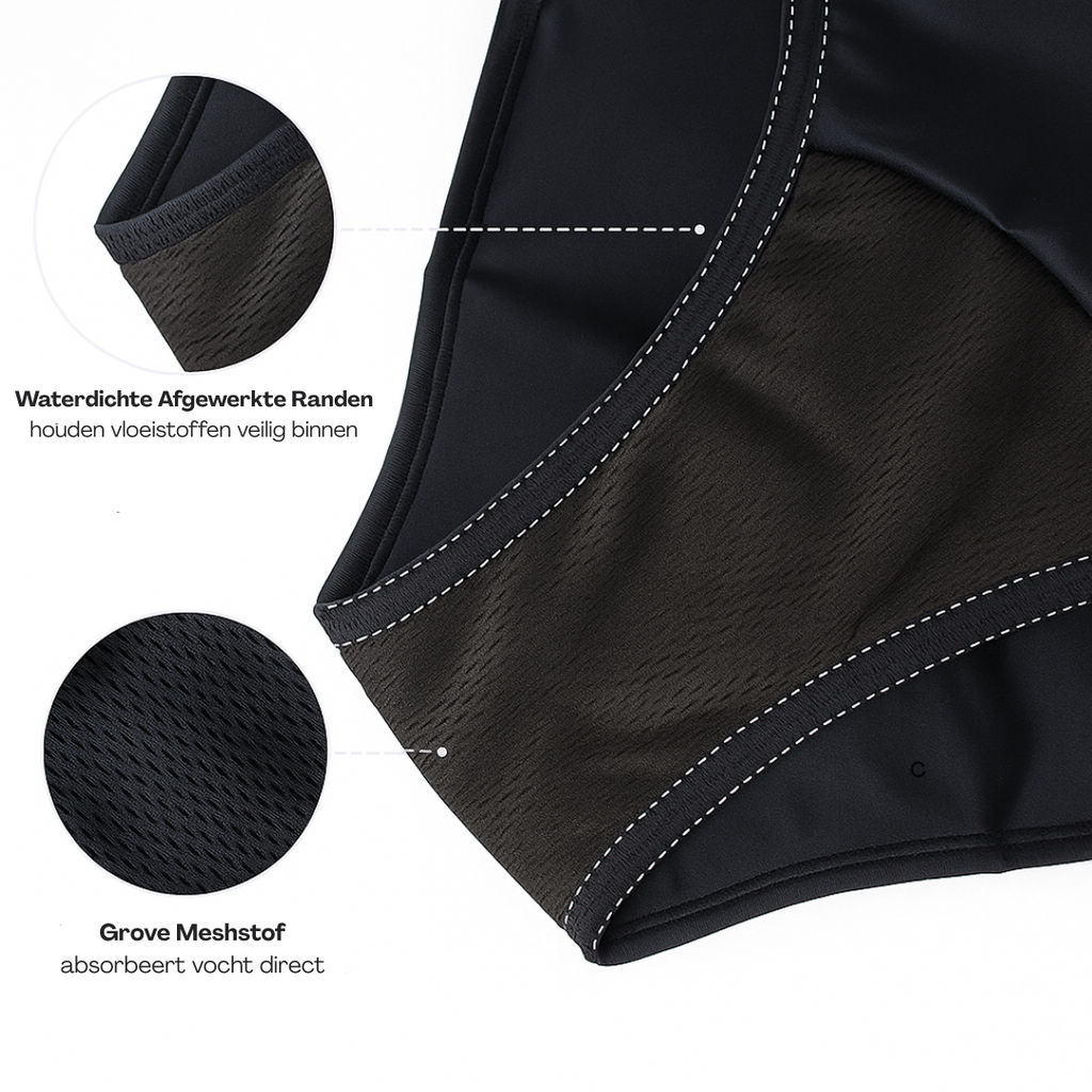 Menstruatie bikinibroekje Brazilian high waist - Zwart