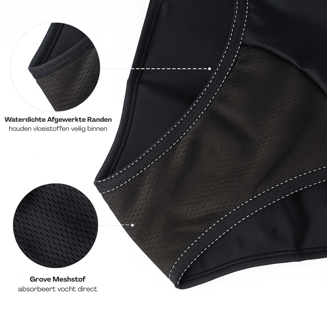 Menstruatie bikinibroekje Brazilian high waist - Zwart